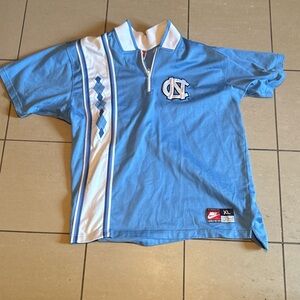 Vintage Team Nike Sports North Carolina Tarheels Blue and White Warm Up Polo XL